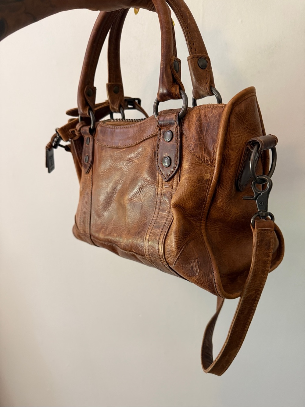 FRYE MELISSA SATCHEL BROWN LEATHER SHOULDER TOTE CROSSBODY - Picture 2 of 13